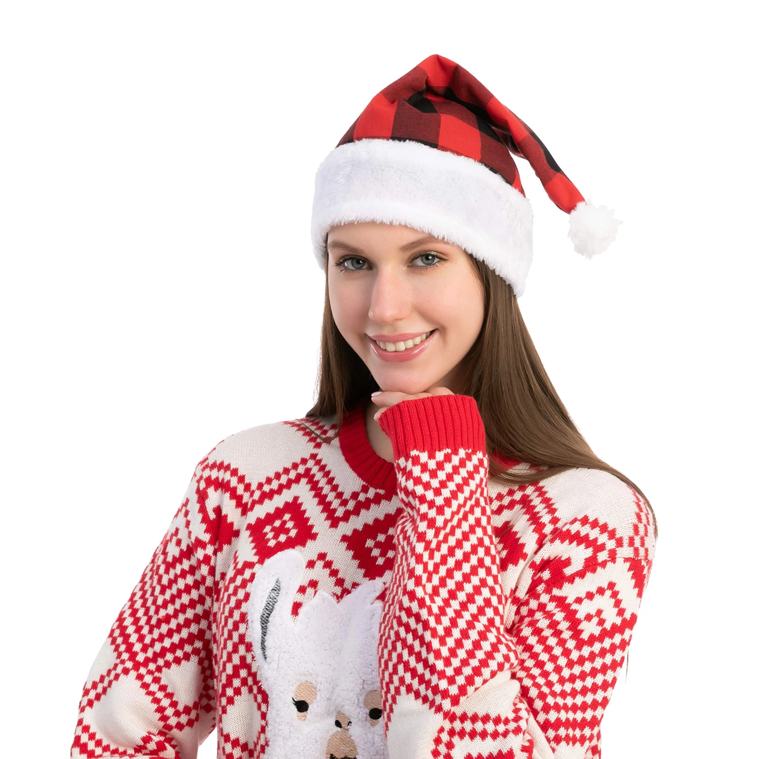 Plaid Christmas Hats, 6 Pack 6 Plaid Christmas Hats, 6 Pack - Image 4