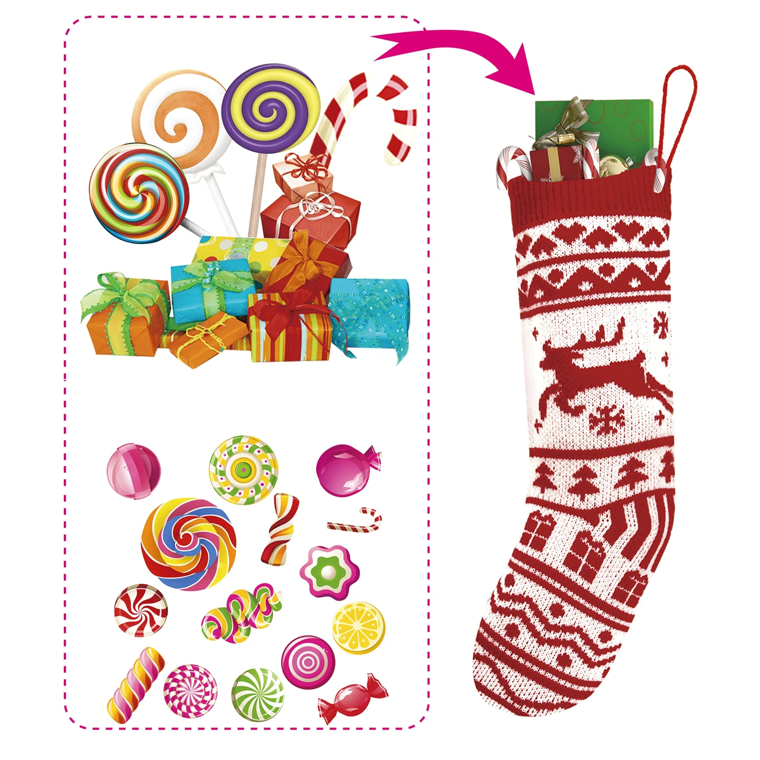 Christmas Stockings Knit Decorations, 6 Pcs 7 Christmas Stockings Knit Decorations, 6 Pcs - Image 5