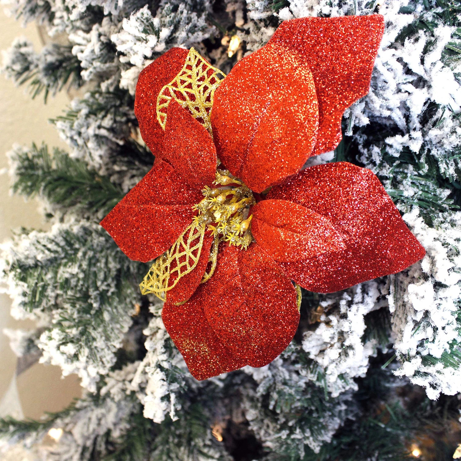 22 Artificial Poinsettia Christmas Flowers 7 22 Artificial Poinsettia Christmas Flowers - Image 5