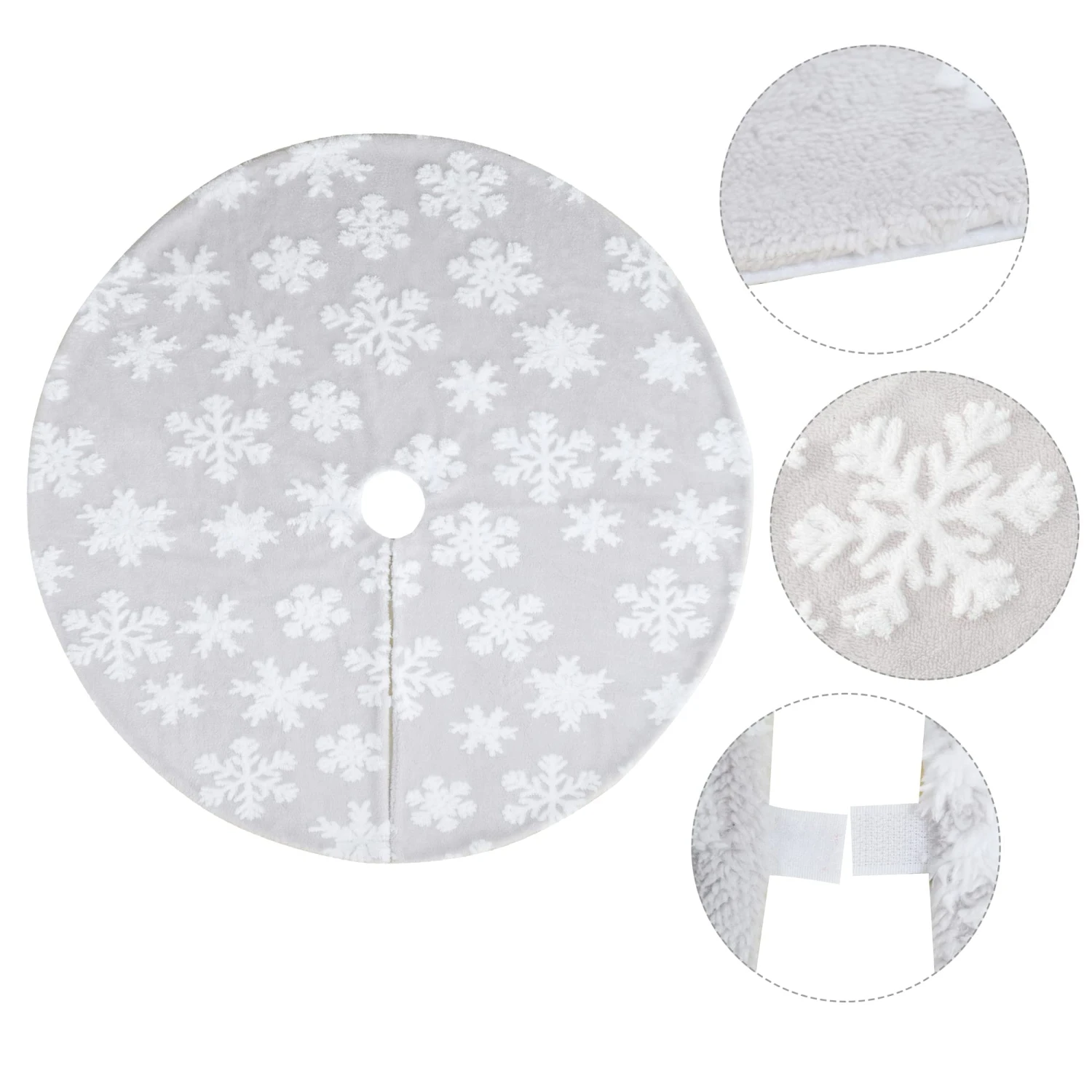 48'' Christmas Jacquard Cashmere Snow Flake Tree Skirt 7 48'' Christmas Jacquard Cashmere Snow Flake Tree Skirt - Image 5