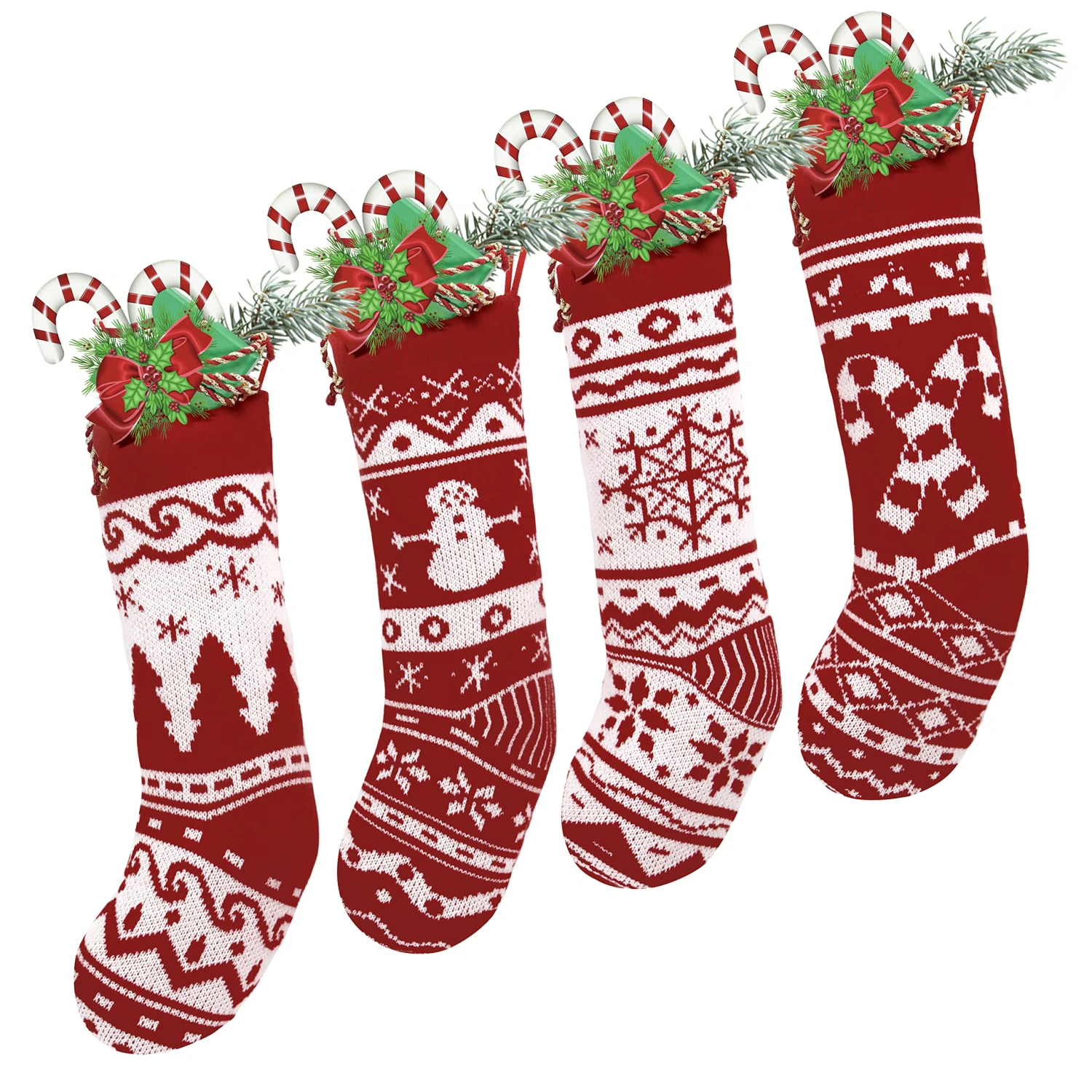 Knit Christmas Stockings, 4 Pcs 7 Knit Christmas Stockings, 4 Pcs - Image 5