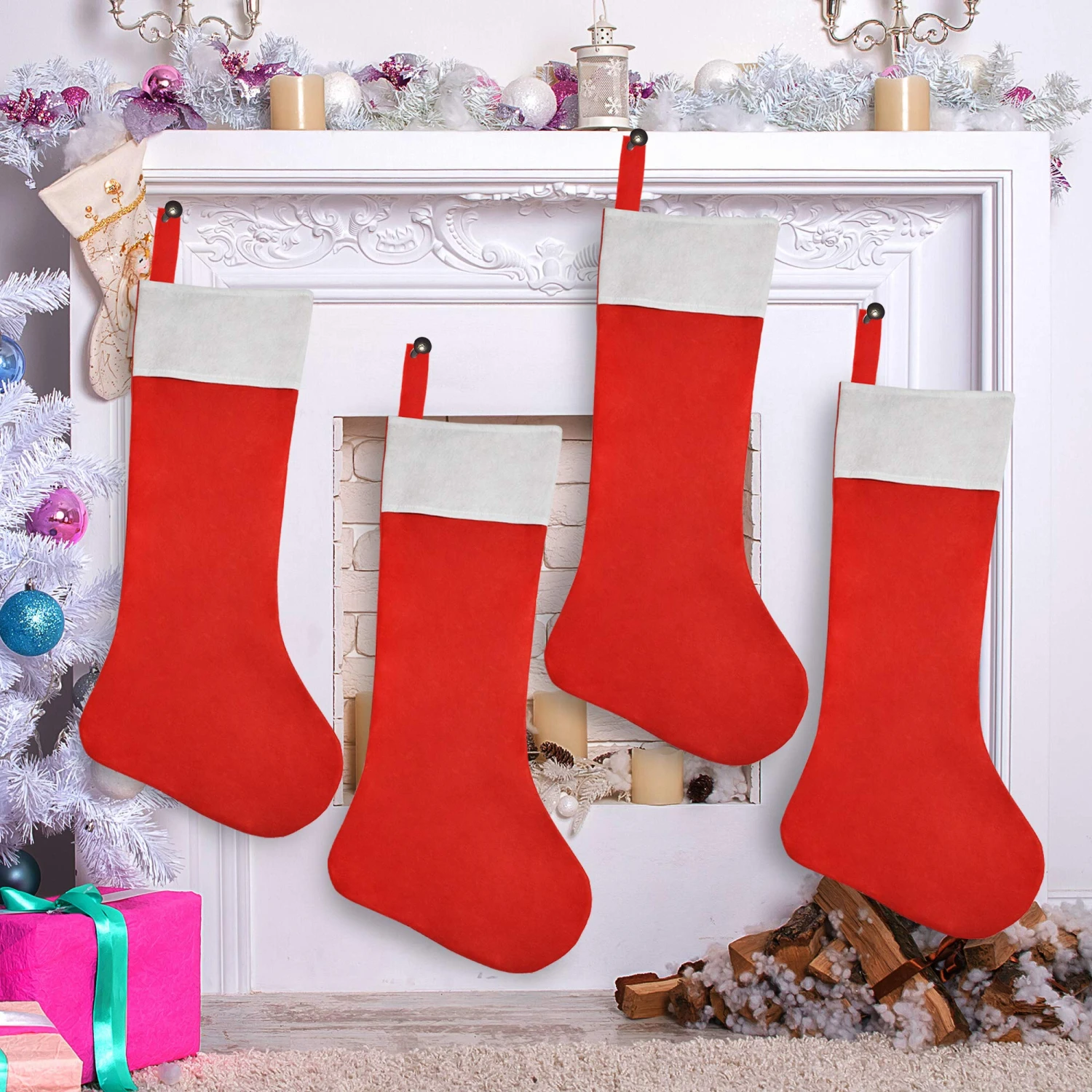 4 Piece 36" Jumbo Felt Christmas Stockings 7 4 Piece 36" Jumbo Felt Christmas Stockings - Image 5