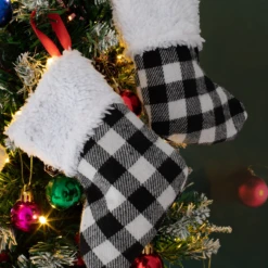 5in White Black Buffalo Plaid Christmas Stockings, 12 Pack -Xmas Supplies Shop image 5 c1172032 a590 4345 aa1f 962b3e54e003