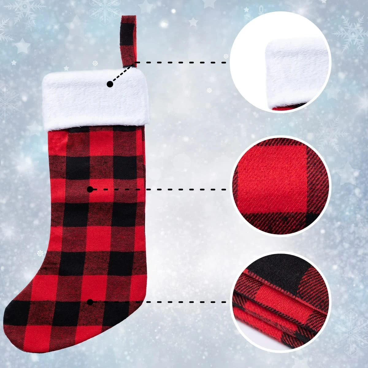 18in Red Black Christmas Stockings, 6 Pack 7 18in Red Black Christmas Stockings, 6 Pack - Image 5