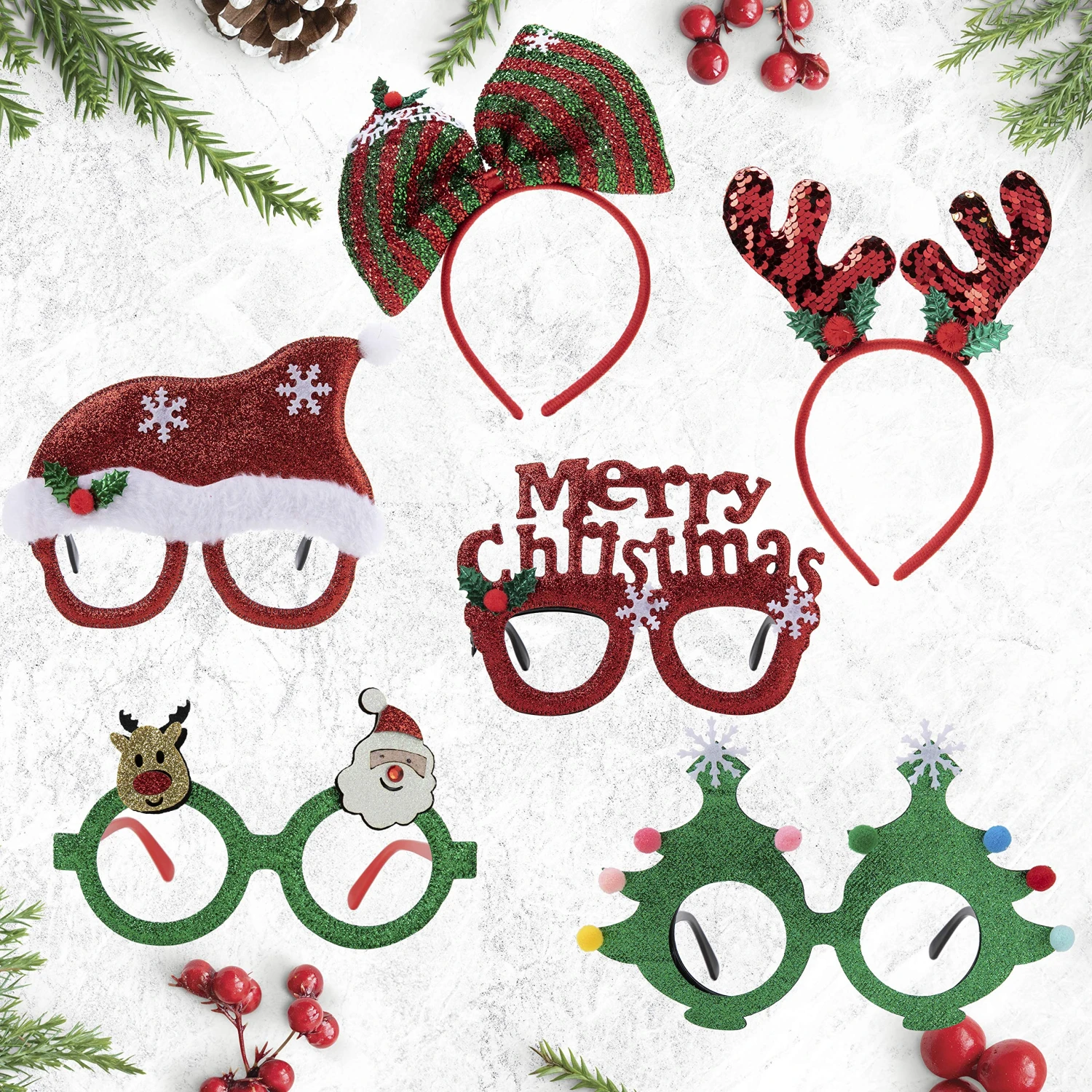 12 Piece Christmas Headbands And Glasses Frames Bundle Set 8 12 Piece Christmas Headbands And Glasses Frames Bundle Set - Image 6