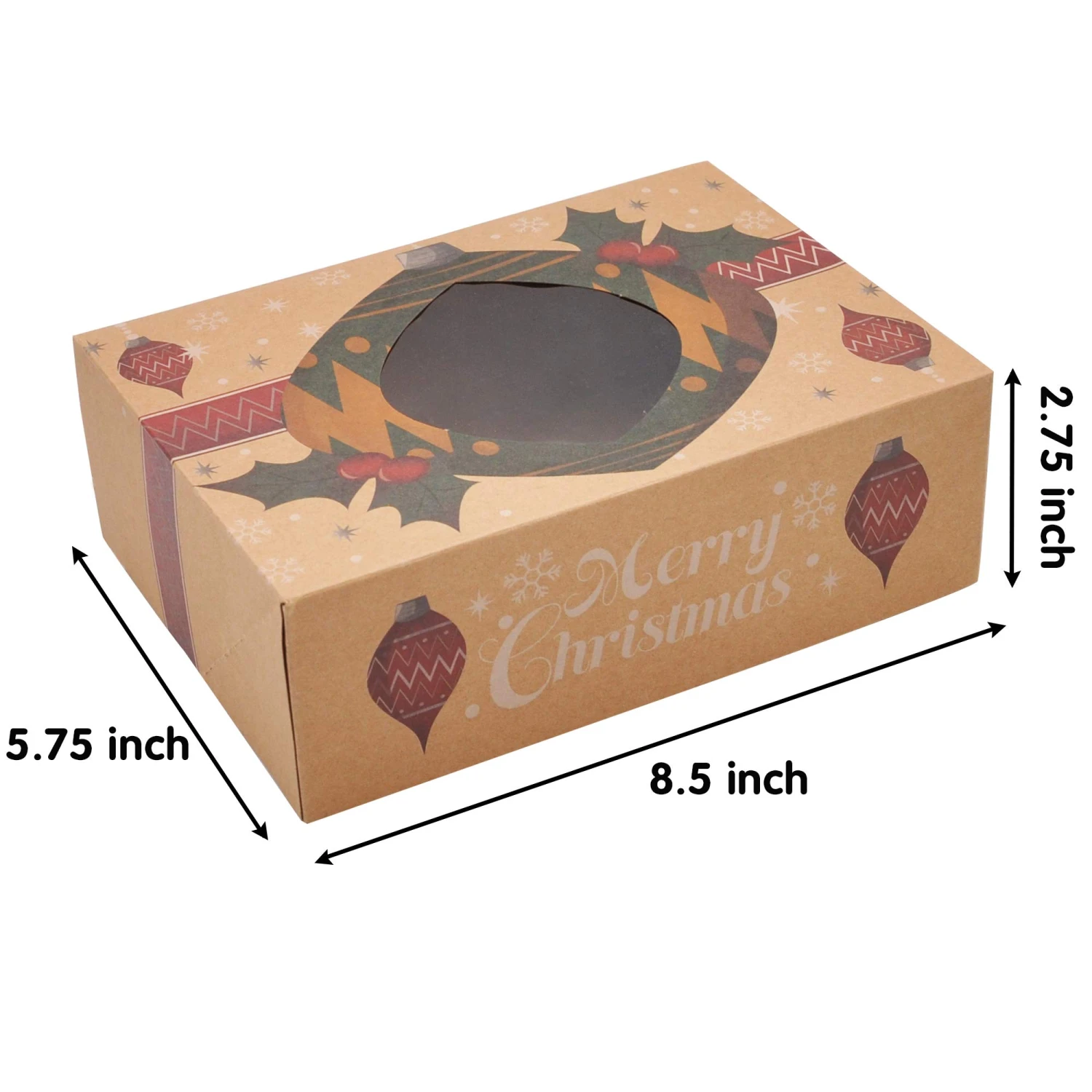 Kraft Christmas Cookie Boxes With Window, 24 Pcs 8 Kraft Christmas Cookie Boxes With Window, 24 Pcs - Image 6