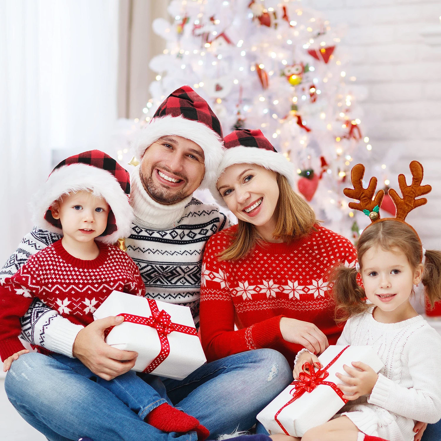 Red Christmas Plaid Hat, 8 Pack 8 Red Christmas Plaid Hat, 8 Pack - Image 6