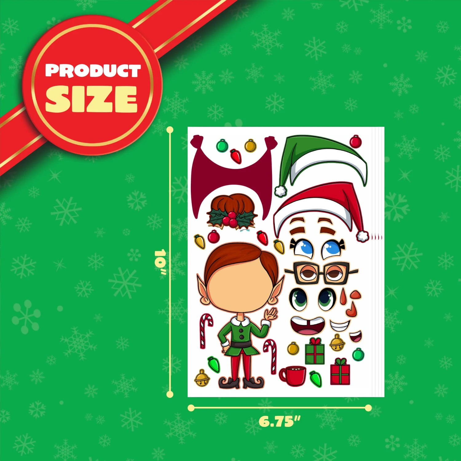 Make-a-face Christmas Sticker In 6 Designs, 36 Pcs 9 Make-a-face Christmas Sticker In 6 Designs, 36 Pcs - Image 7