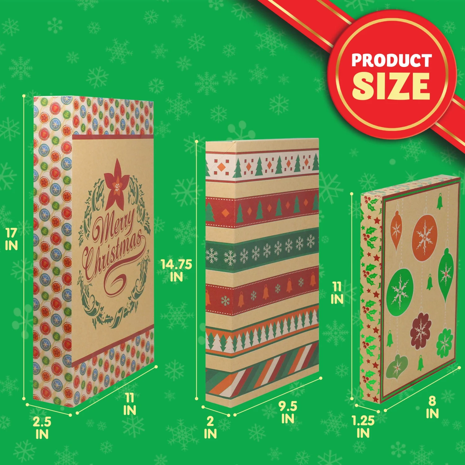 Christmas Foil Kraft Gift Boxes With 3 Sizes, 12 Pcs 9 Christmas Foil Kraft Gift Boxes With 3 Sizes, 12 Pcs - Image 7