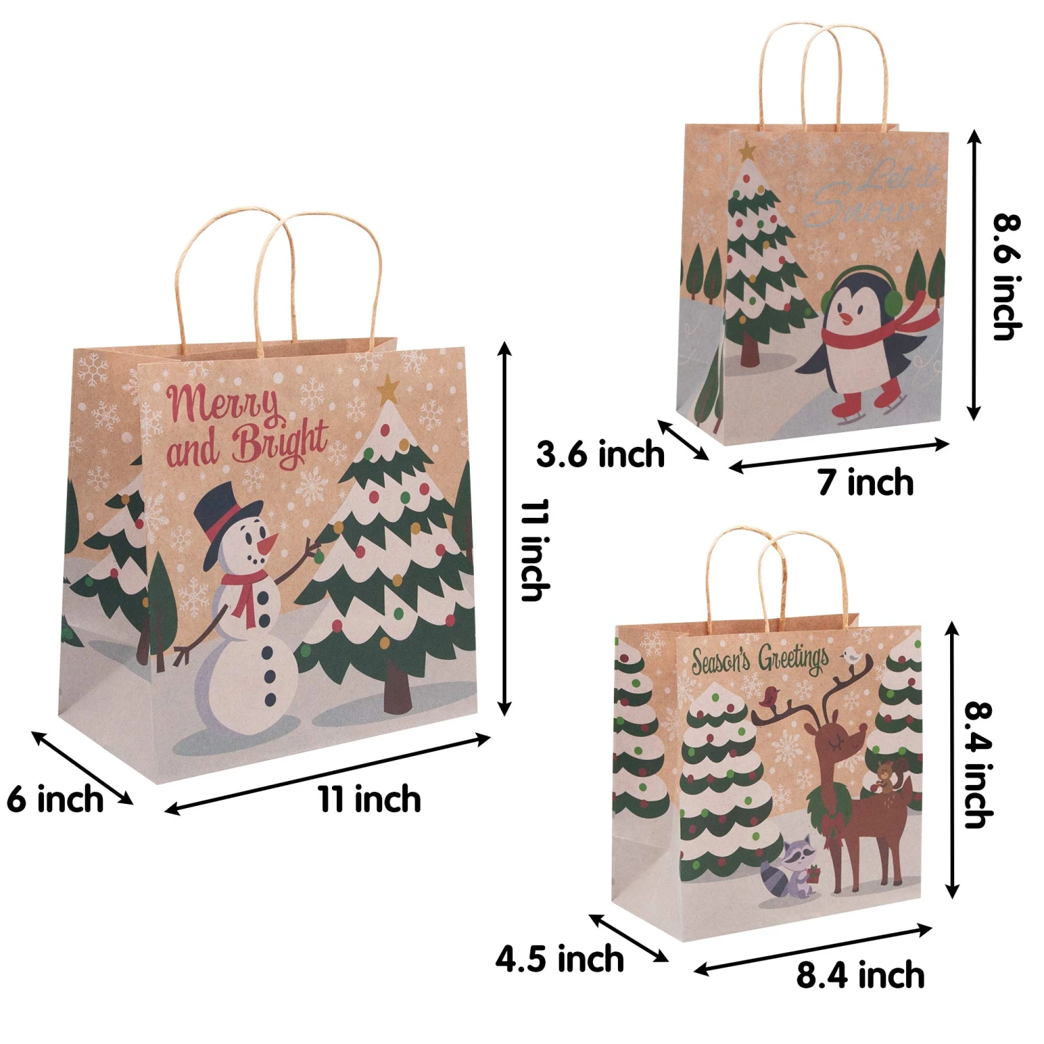 24 Pcs Bulk Christmas Kraft Gift Bags 8 24 Pcs Bulk Christmas Kraft Gift Bags - Image 6