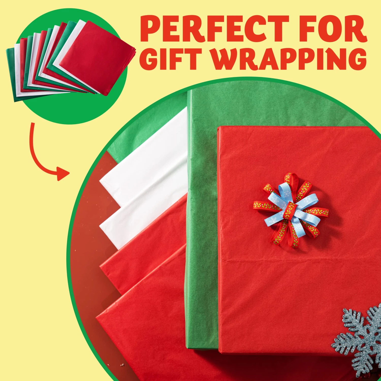 72 Sheet 20" X 20" Christmas Tissue Paper Assortment (Red, Green & White) 9 72 Sheet 20" X 20" Christmas Tissue Paper Assortment (Red, Green & White) - Image 7