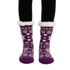 2 Pack Women's Christmas Slipper Socks Christmas Stockings (Blue & Purple) -Xmas Supplies Shop image 7 0e3d6bb5 c247 44e9 a967 df68987e3722