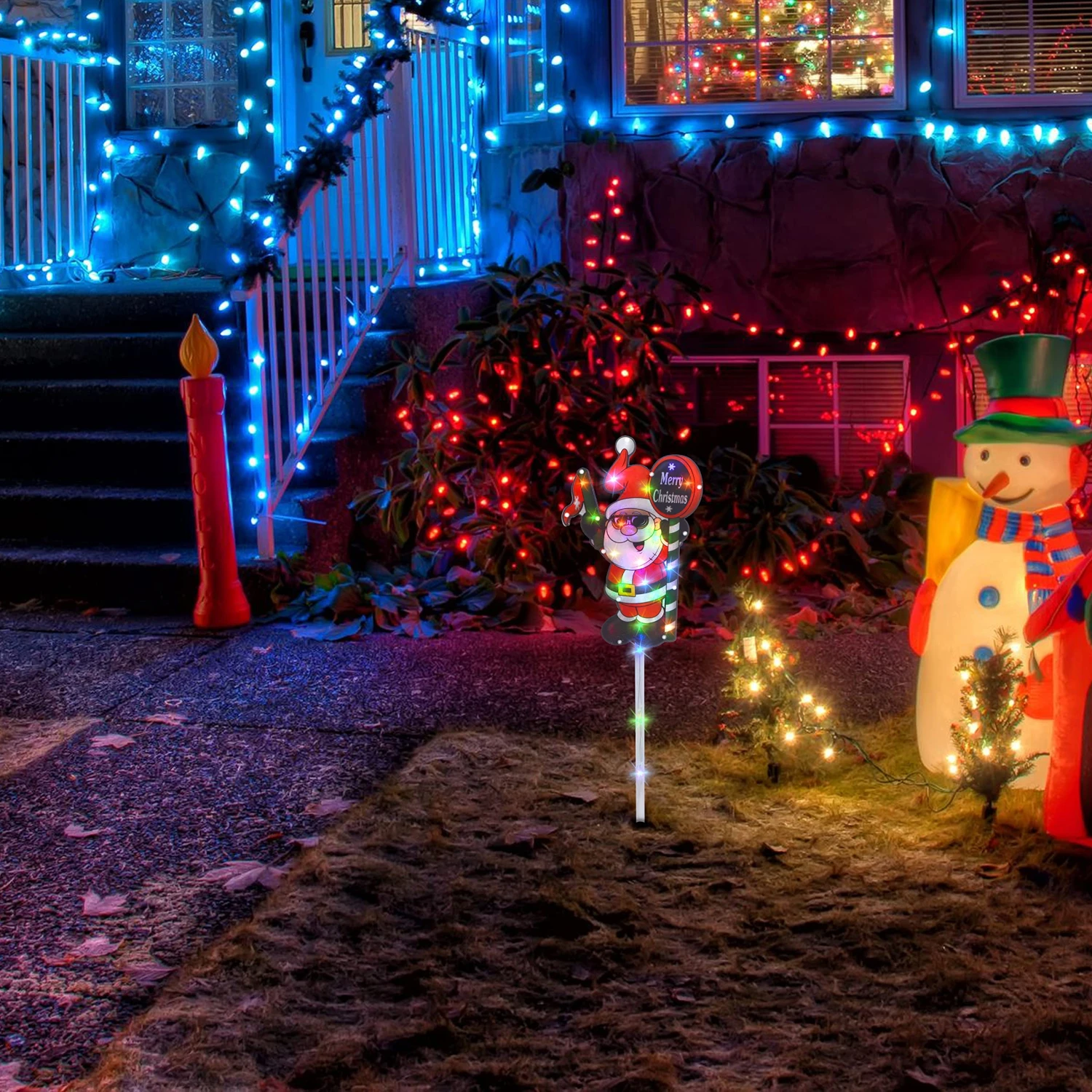 25in Tall Christmas Lighted Santa With Merry Christmas Sign 9 25in Tall Christmas Lighted Santa With Merry Christmas Sign - Image 7