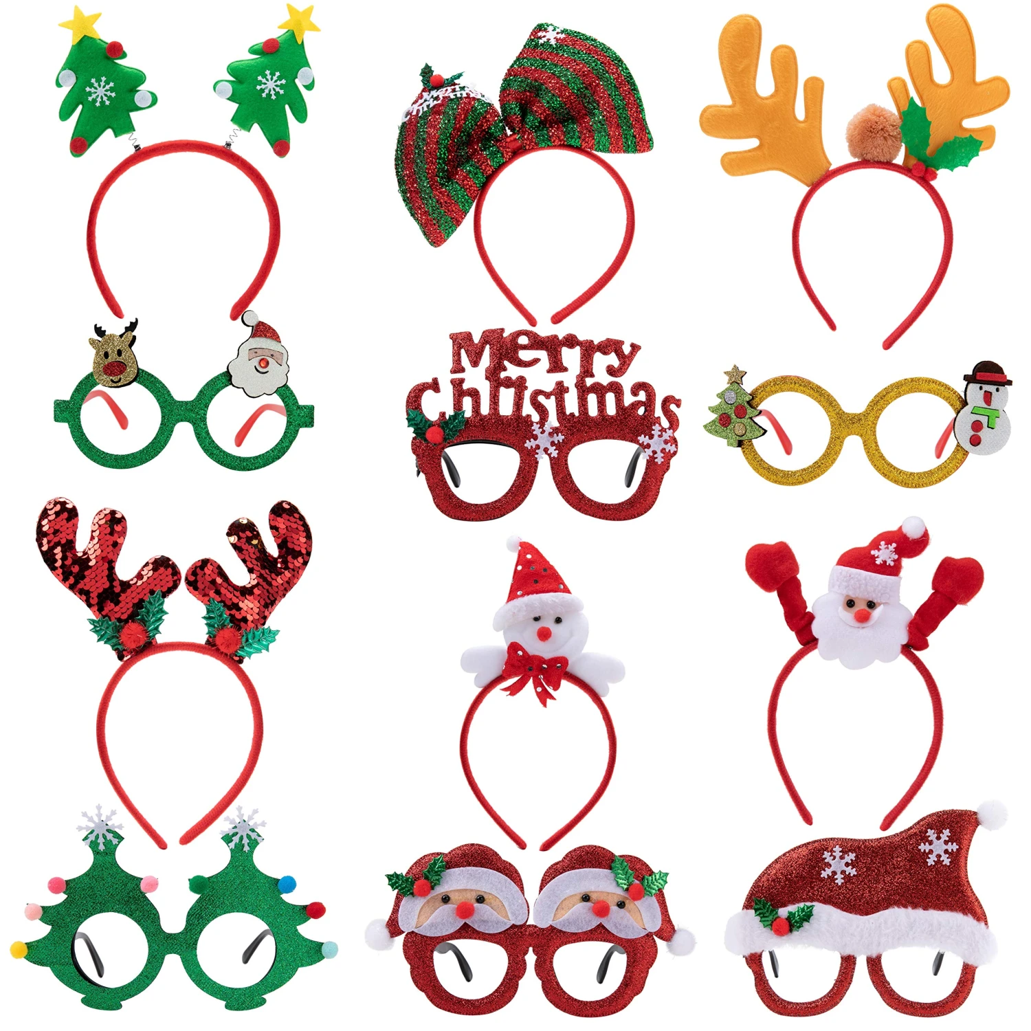 12 Piece Christmas Headbands And Glasses Frames Bundle Set 9 12 Piece Christmas Headbands And Glasses Frames Bundle Set - Image 7