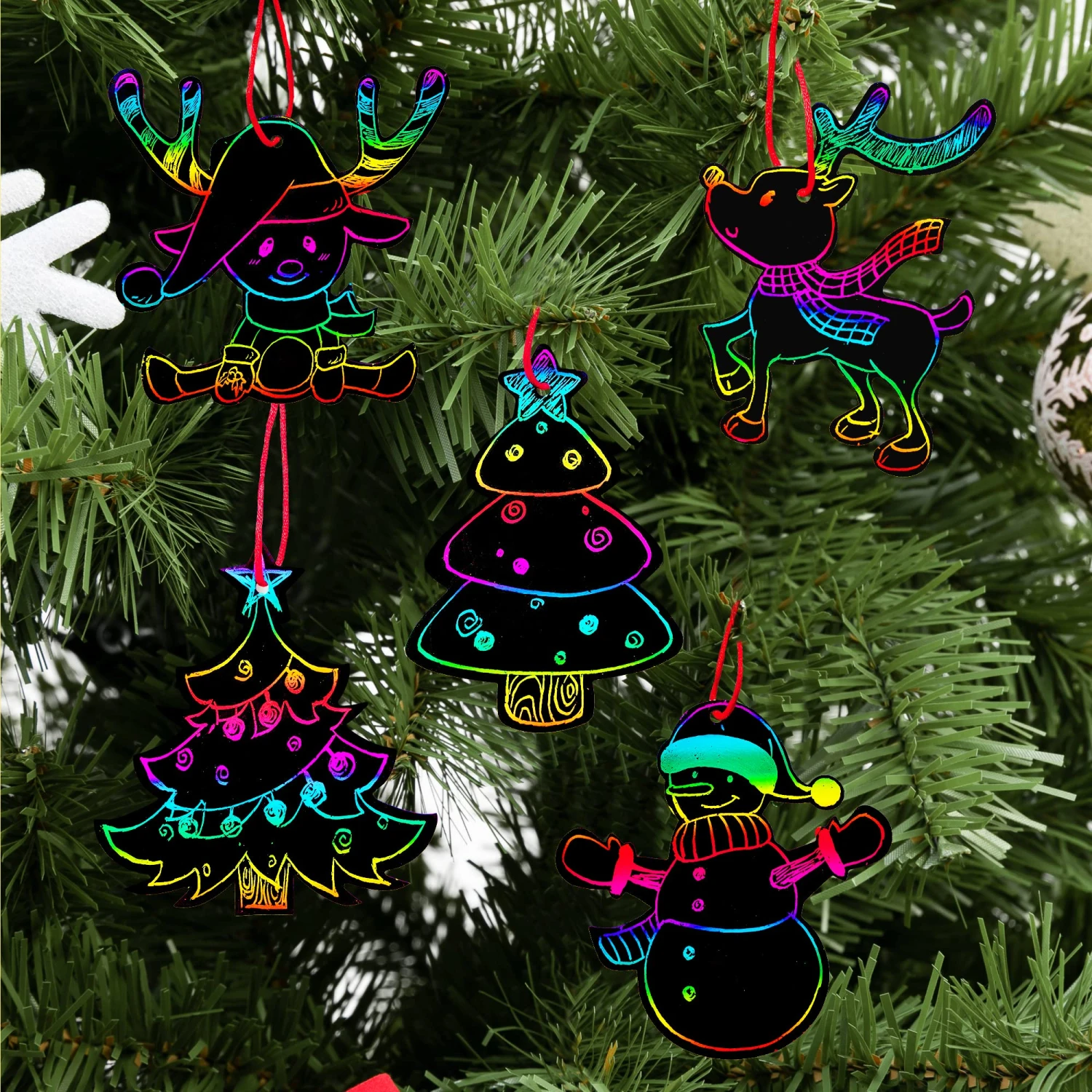 Rainbow Color Scratch Christmas Ornaments 9 Rainbow Color Scratch Christmas Ornaments - Image 7