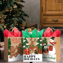 24 Pcs. Christmas Kraft Gift Bags