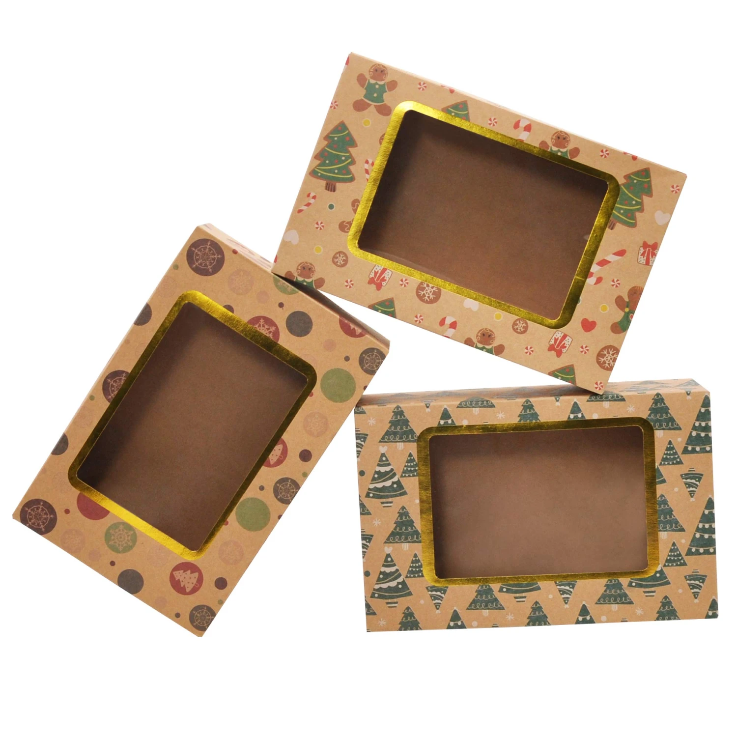 Christmas Foil Cookie Kraft Pattern Gift Box, 24 Pcs 9 Christmas Foil Cookie Kraft Pattern Gift Box, 24 Pcs - Image 7