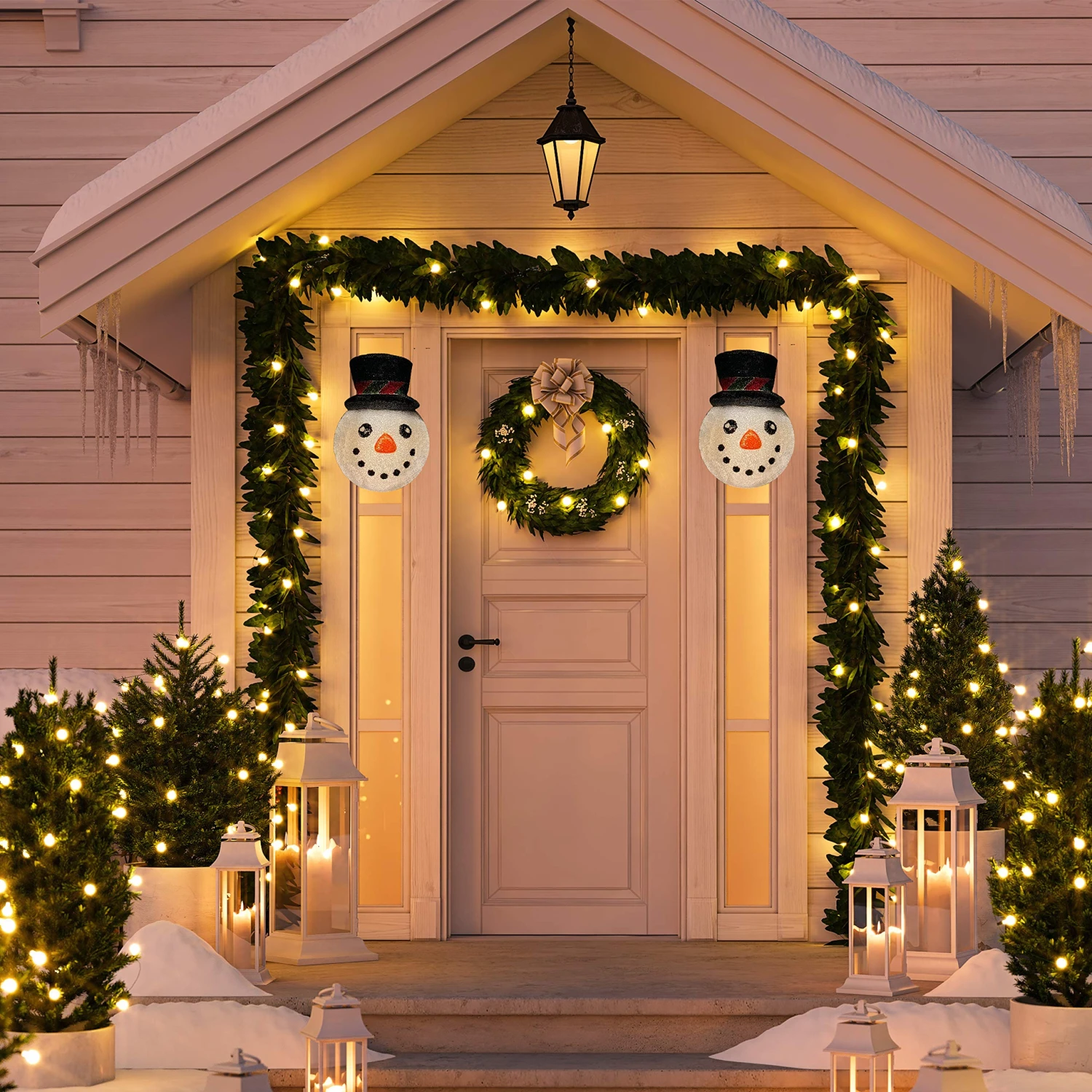 2 Pcs Christmas Cute Snowman Porch Light Cover 9 2 Pcs Christmas Cute Snowman Porch Light Cover - Image 7