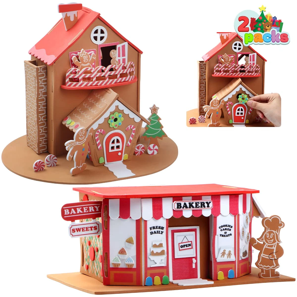 Christmas EVA Foam Gingerbread House, 2 Pack 10 Christmas EVA Foam Gingerbread House, 2 Pack - Image 8
