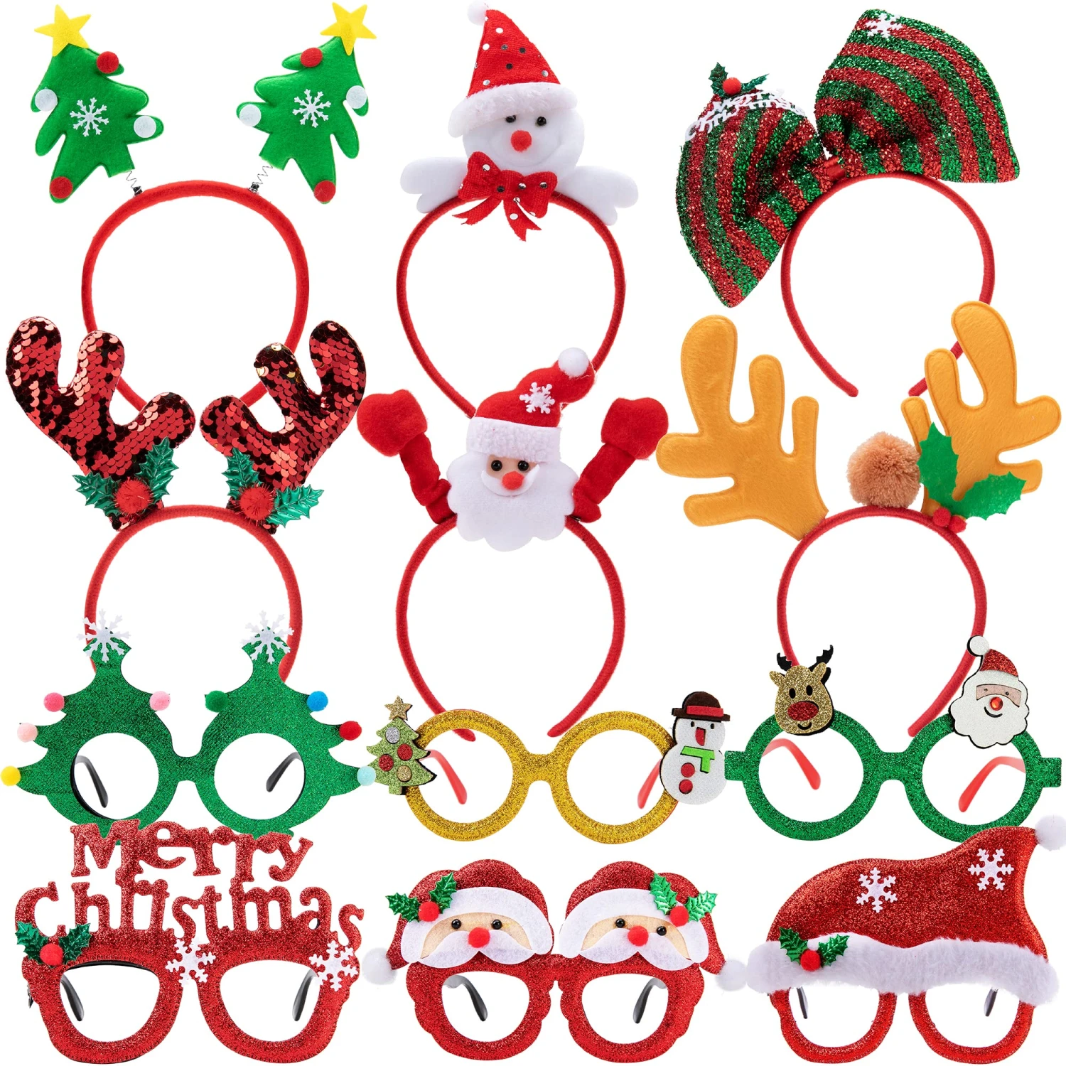 12 Piece Christmas Headbands And Glasses Frames Bundle Set 10 12 Piece Christmas Headbands And Glasses Frames Bundle Set - Image 8