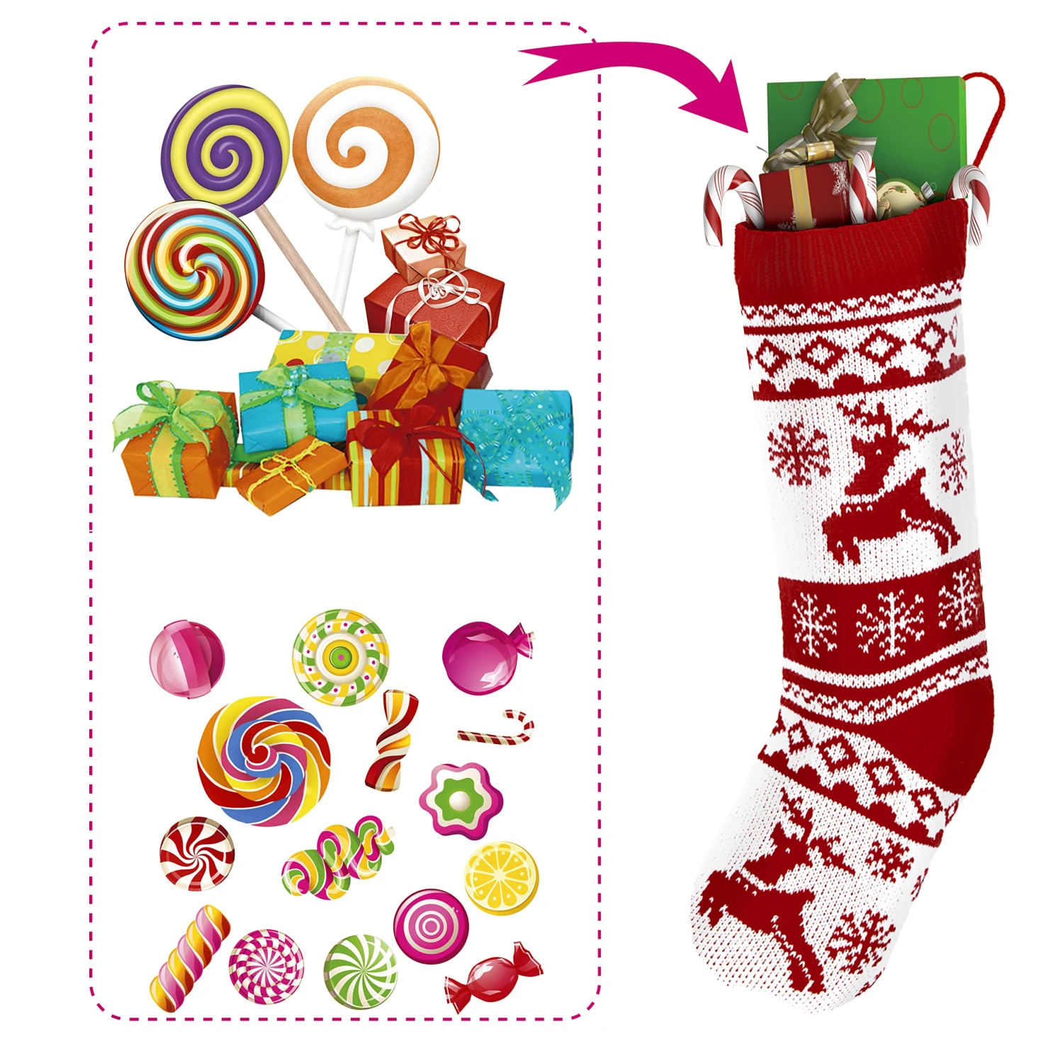 Knit Christmas Stockings, 6 Pcs 10 Knit Christmas Stockings, 6 Pcs - Image 8
