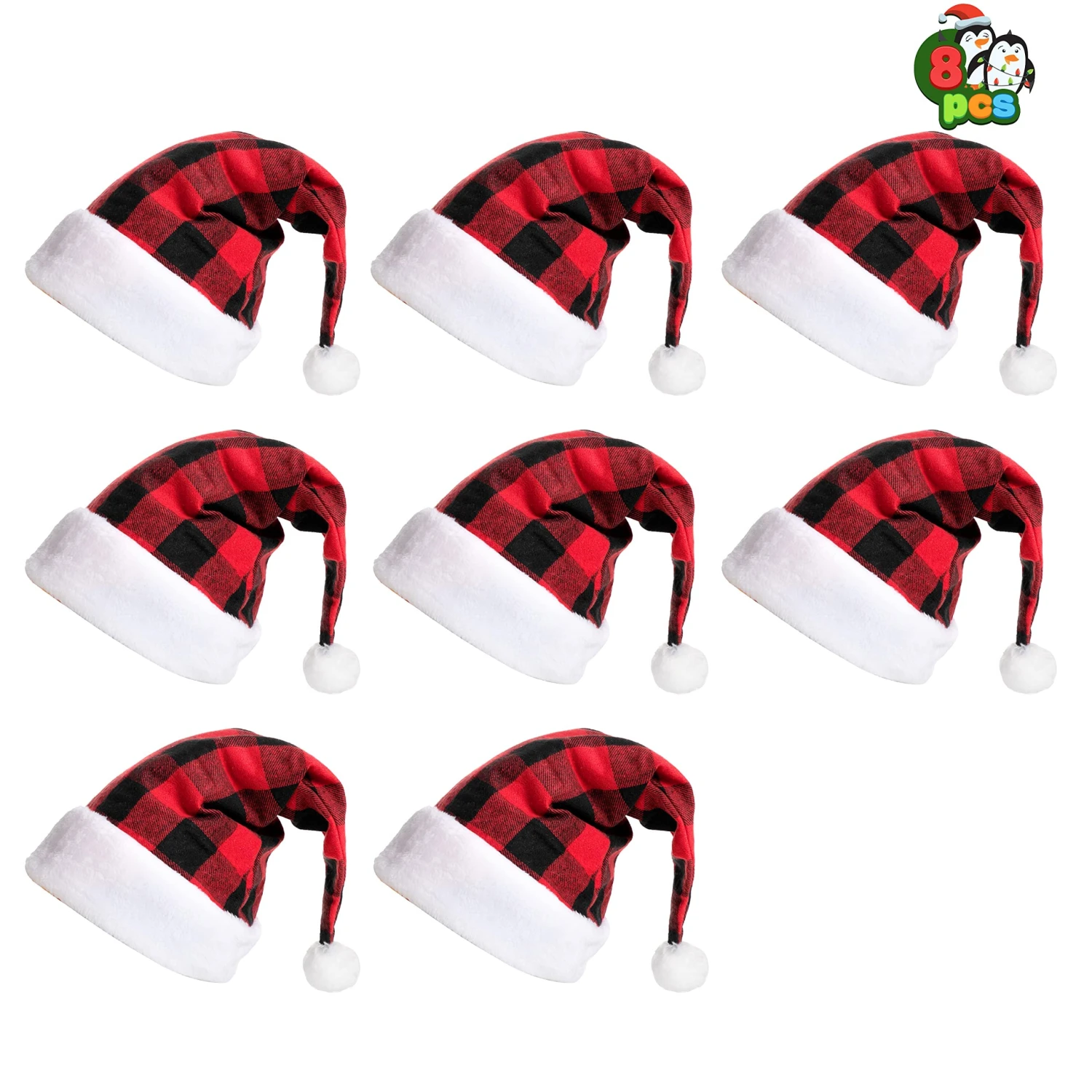 Red Christmas Plaid Hat, 8 Pack 10 Red Christmas Plaid Hat, 8 Pack - Image 8