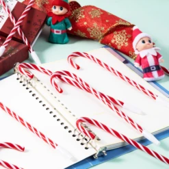 12Pcs Christmas Candy Cane Ball Point Pens