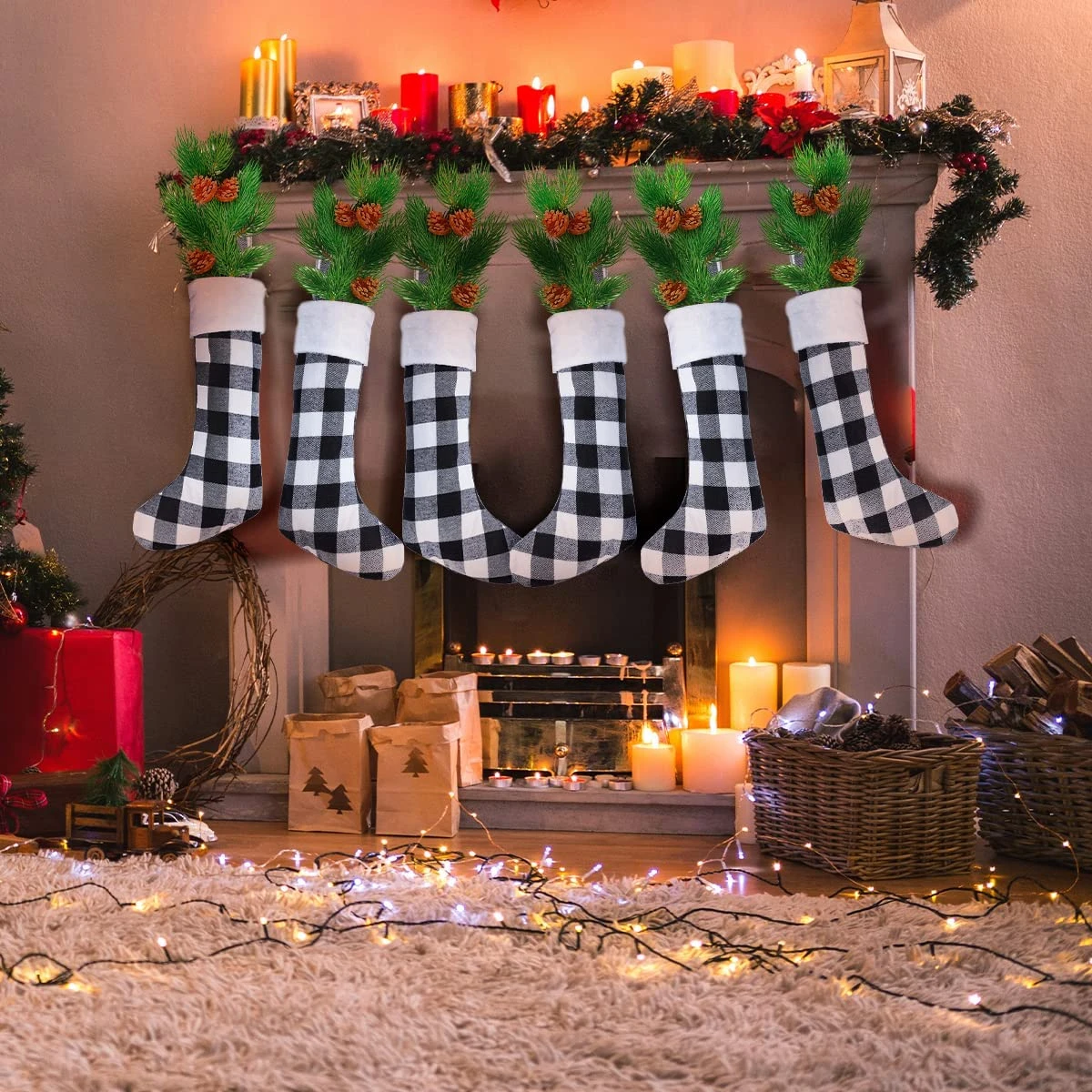 18in White Black Christmas Stockings, 6 Pack 10 18in White Black Christmas Stockings, 6 Pack - Image 8