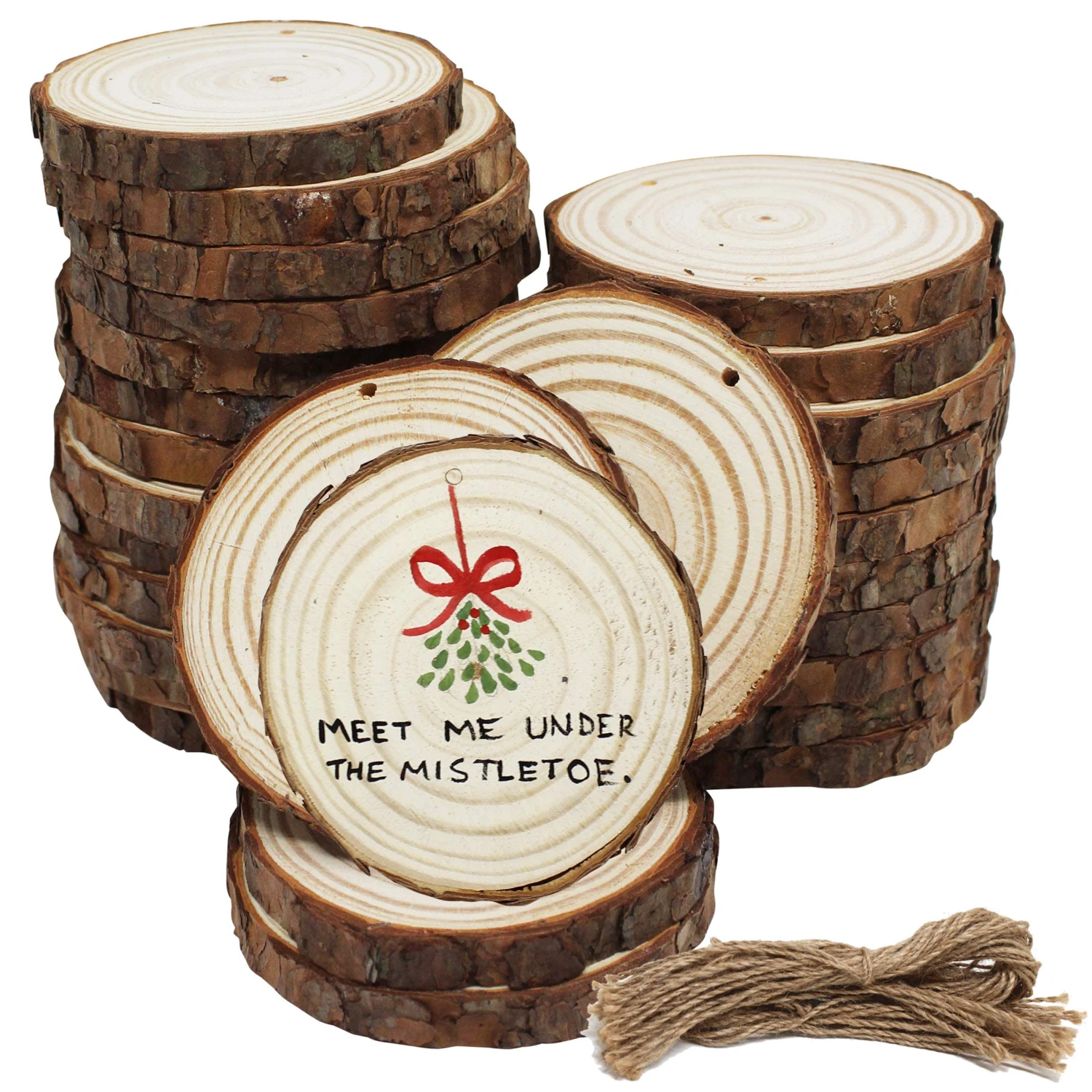 32 Piece Natural Wood Slices DIY Christmas Ornament 10 32 Piece Natural Wood Slices DIY Christmas Ornament - Image 8