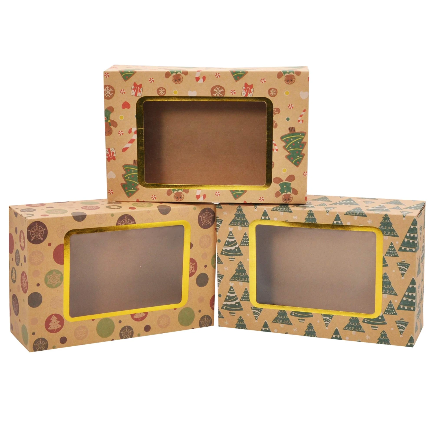 Christmas Foil Cookie Kraft Pattern Gift Box, 24 Pcs 11 Christmas Foil Cookie Kraft Pattern Gift Box, 24 Pcs - Image 9