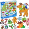 24Pcs Christmas Gem Painting Kit With Stickers, Suncatchers & Keychains