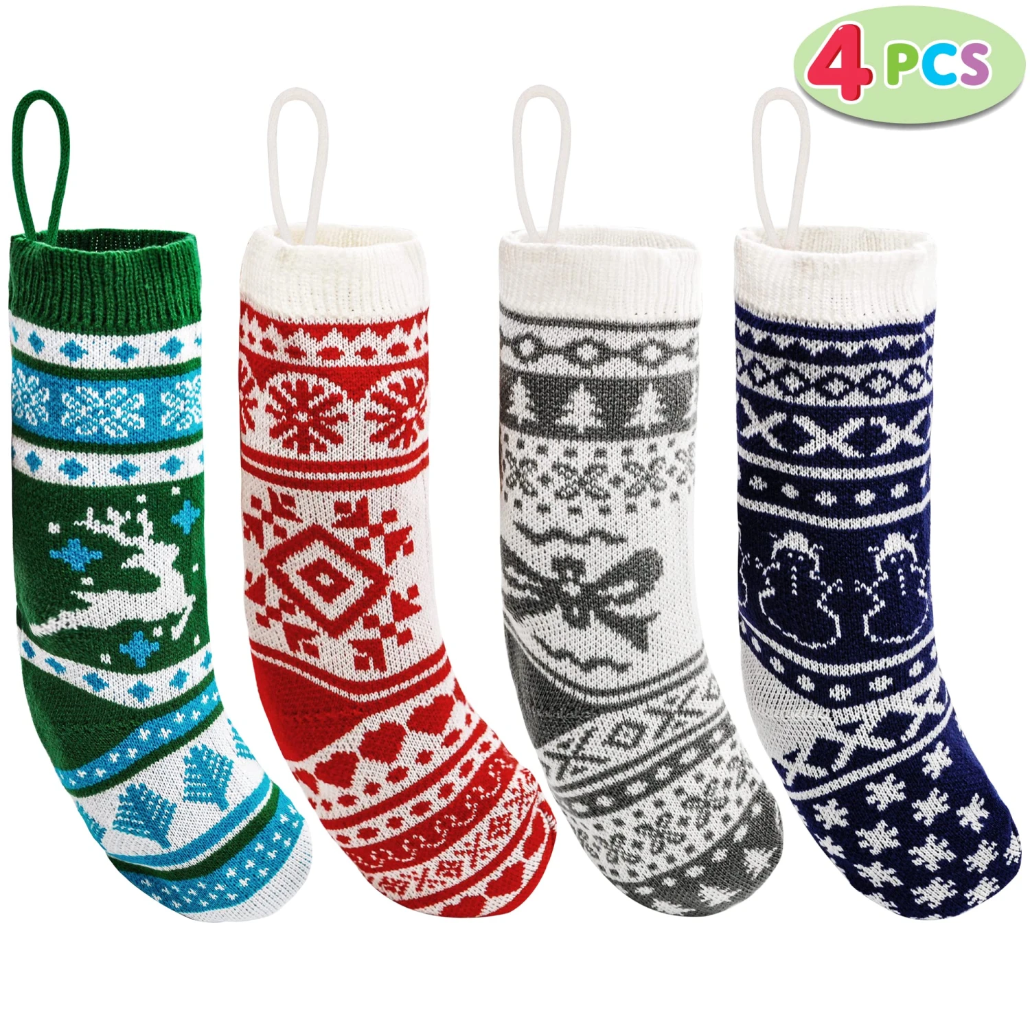 14 Pcs 18" Knit Christmas Stockings (Multicolor) 11 14 Pcs 18" Knit Christmas Stockings (Multicolor) - Image 9