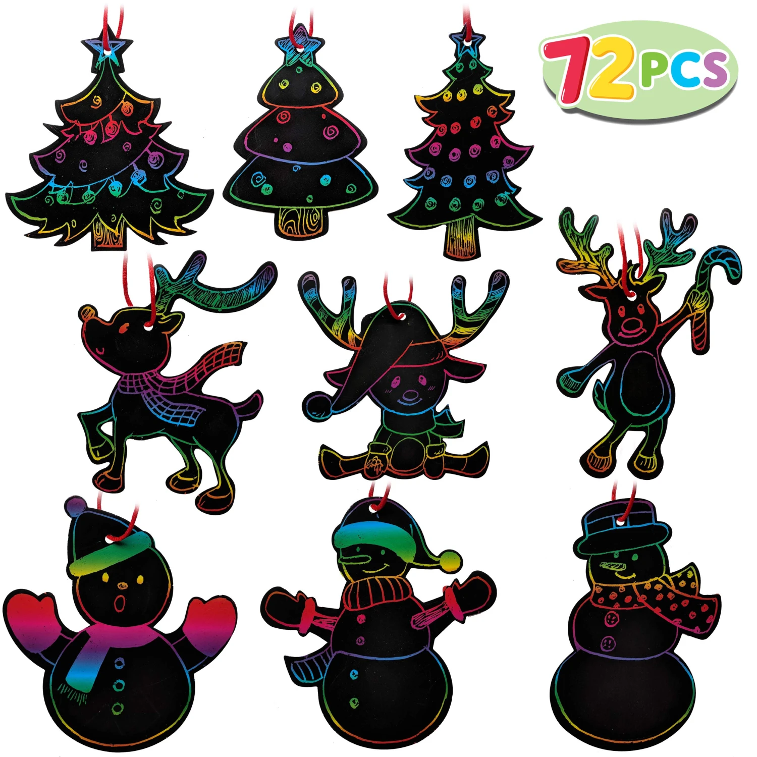 Rainbow Color Scratch Christmas Ornaments 11 Rainbow Color Scratch Christmas Ornaments - Image 9
