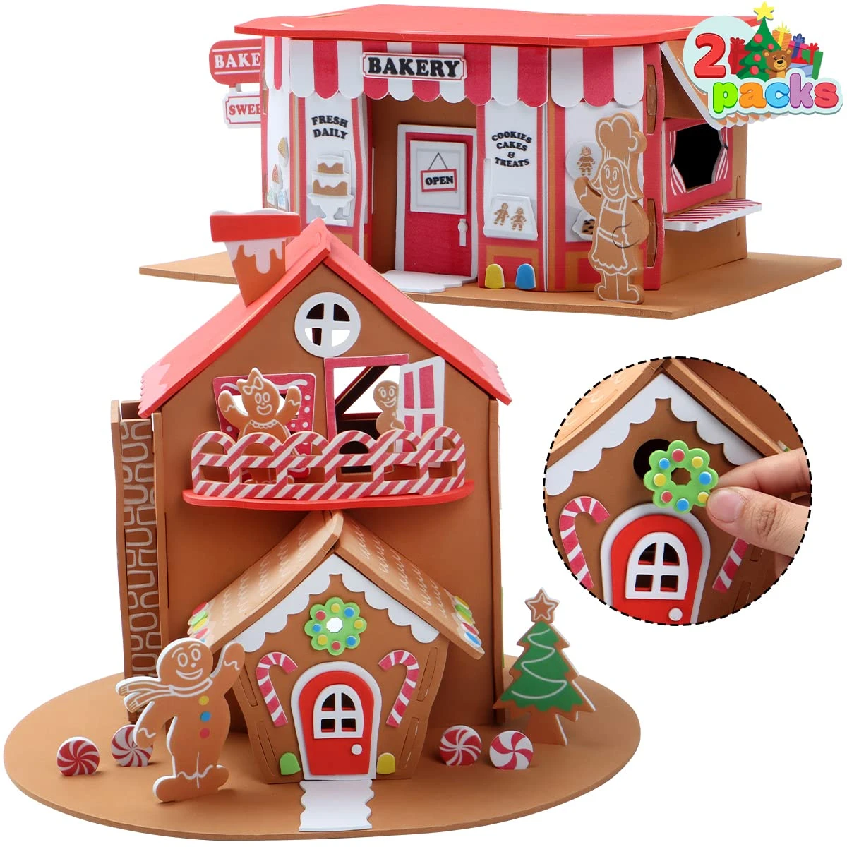 Christmas EVA Foam Gingerbread House, 2 Pack 11 Christmas EVA Foam Gingerbread House, 2 Pack - Image 9