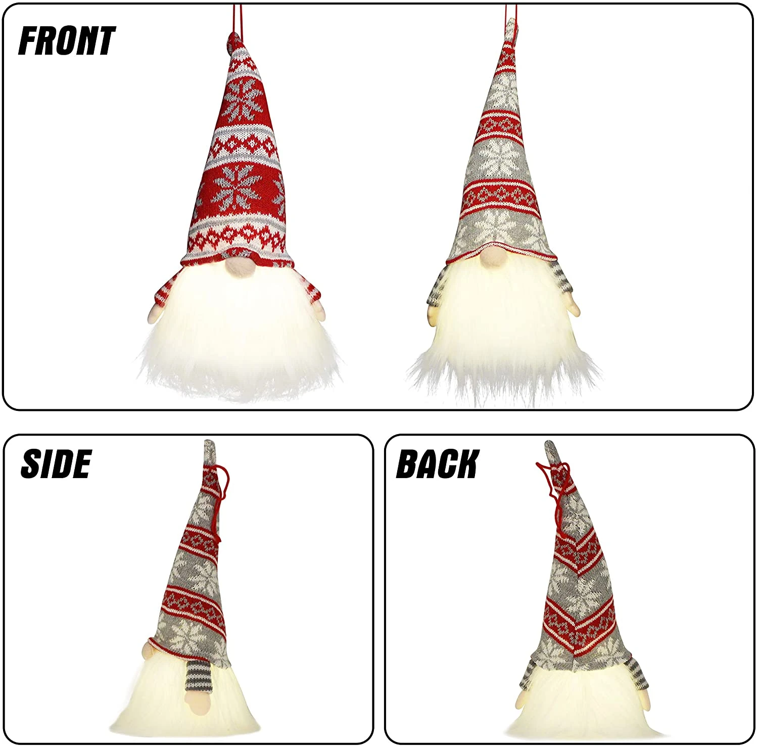 Christmas Light Gnome Swedish Santa Tomte Hanging Ornaments 6 Christmas Light Gnome Swedish Santa Tomte Hanging Ornaments - Image 4