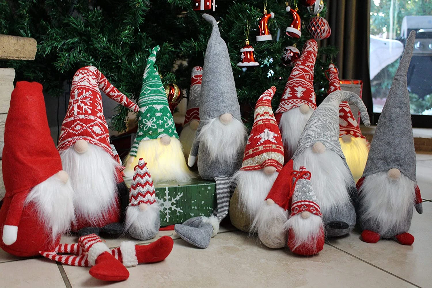 12" LED Christmas Gnome Ornaments , 3 Pcs 8 12" LED Christmas Gnome Ornaments , 3 Pcs - Image 6