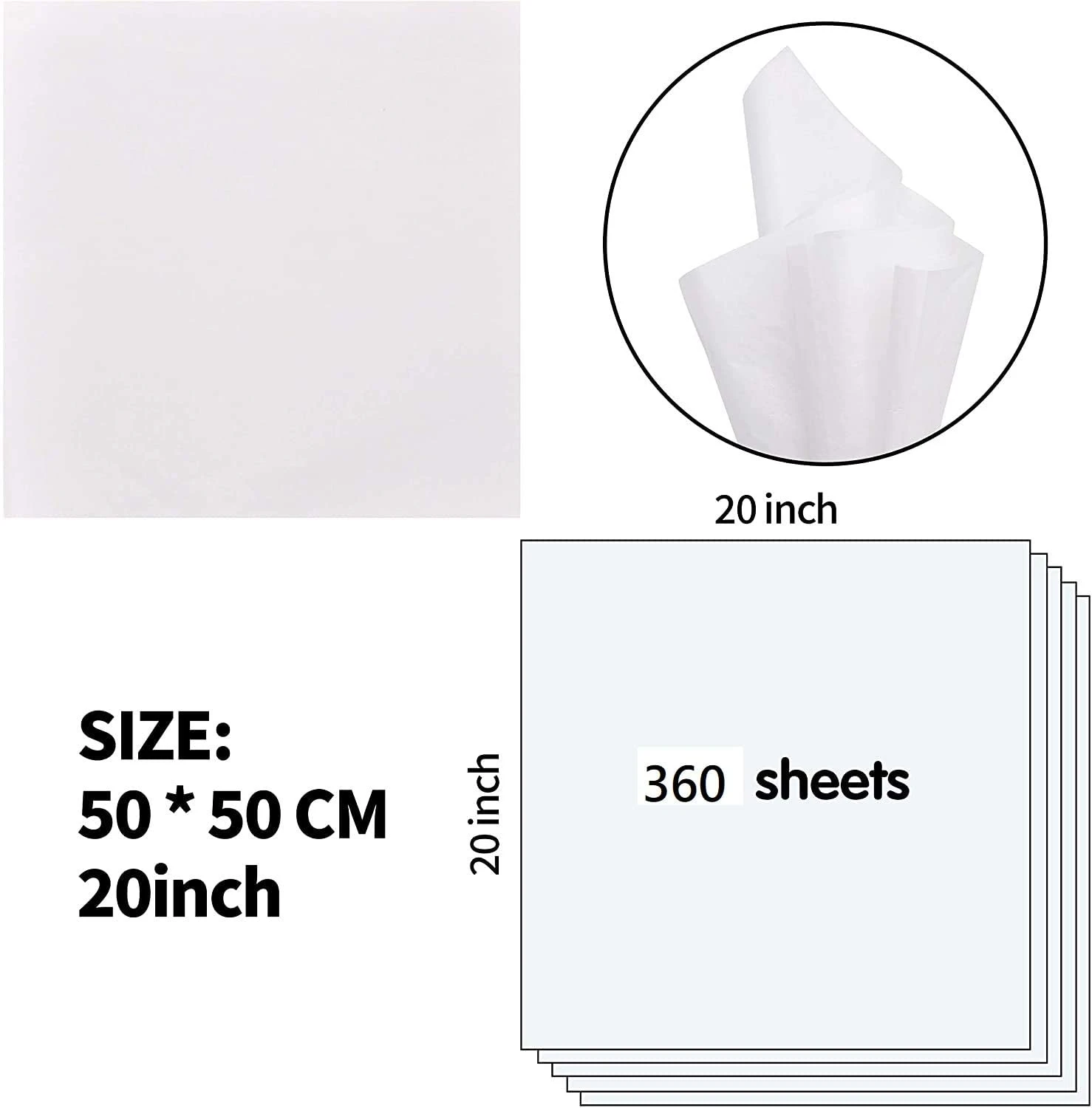 Solid White Tissue Paper 20in X 20in Christmas Wrapping Accessory 4 Solid White Tissue Paper 20in X 20in Christmas Wrapping Accessory - Image 2