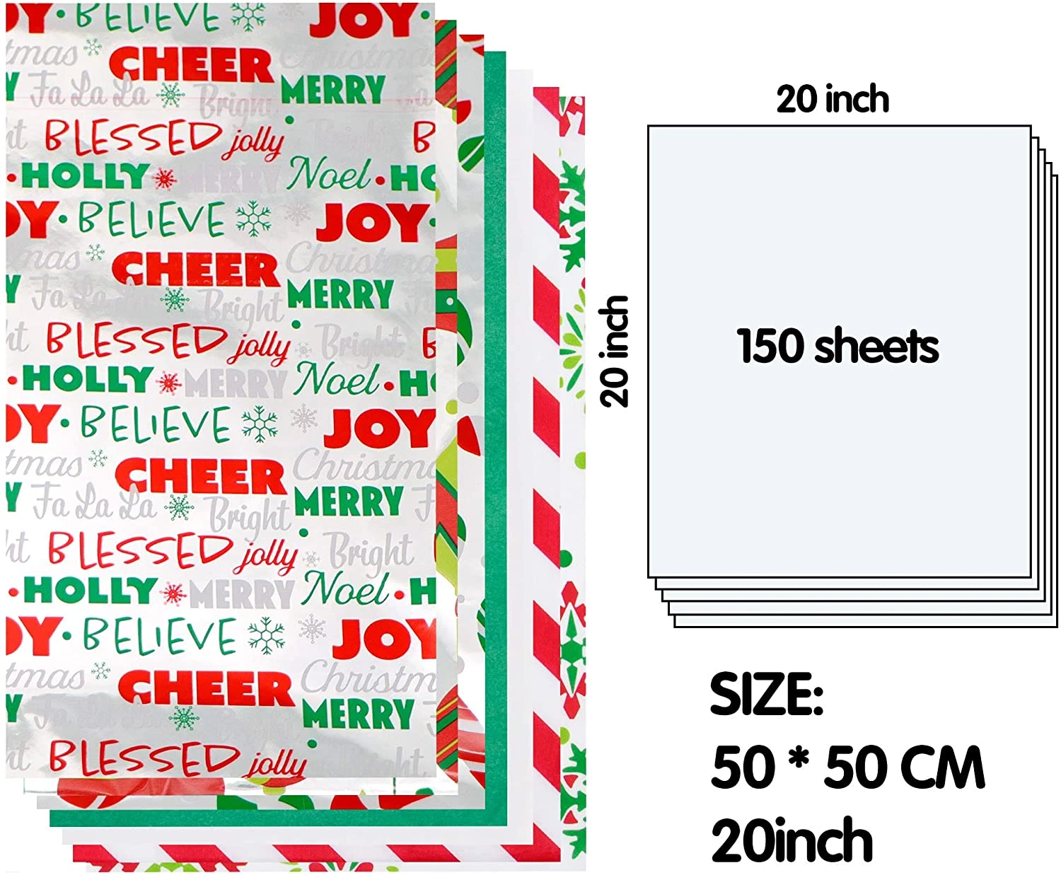 Christmas Tissue Paper W/Hologram & Prints For Gift Decoration And Wrapping 5 Christmas Tissue Paper W/Hologram & Prints For Gift Decoration And Wrapping - Image 3